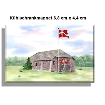 Kühlschrankmagnet  Aquarell Aquarell Maritim Kunst Druck Kunstdruck Nordsee Dänemark Danmark  Blåvand Blavand Rettungsstation Rettungshaus